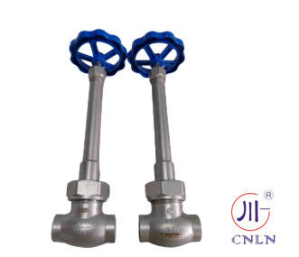 DN40 Criogénico Glóbulos de Estamo Longo válvula PTFE válvula CF8 CF3 Roda de mão azul para gases especiais